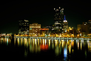 River and downtown Pittsburgh at night