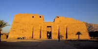 Medinet Habu, first pylon in early morning 