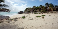 Beach and Mayan temple, Tulum