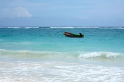 Boat in Caribbean waters, Tulum