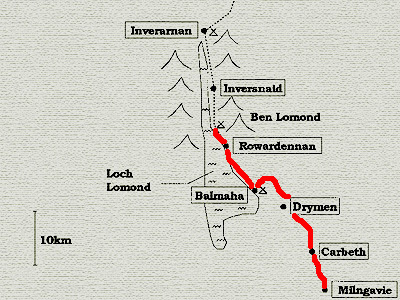 A Map of the West Highland Way - day 1 and 2 A Map of the West Highland Way - day 1 and 2