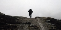 A Walker in the mist, Devil's Staircase, West Highland Way 